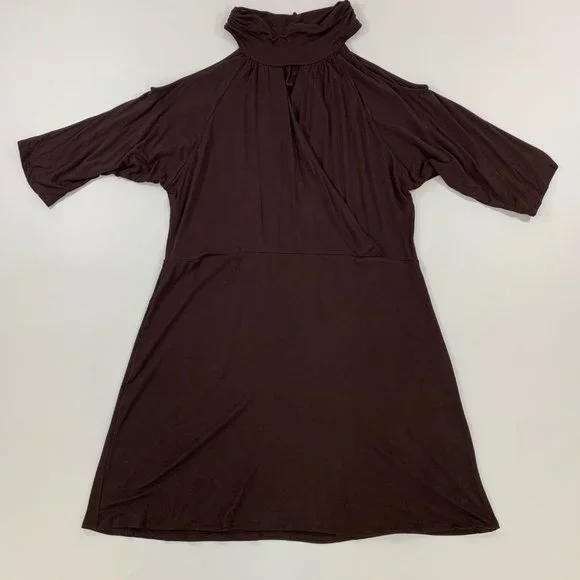 TRUE LIGHT | Dresses | True Light Womens Dress Keyhole Choker 34 Sleeve Fit  Flare Dress Brown 2xl | Poshmark